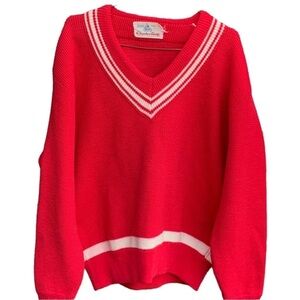 Vintage V-neck Charles Wolf Sweater Stripes 100% Wool Oslo Norway Blokette